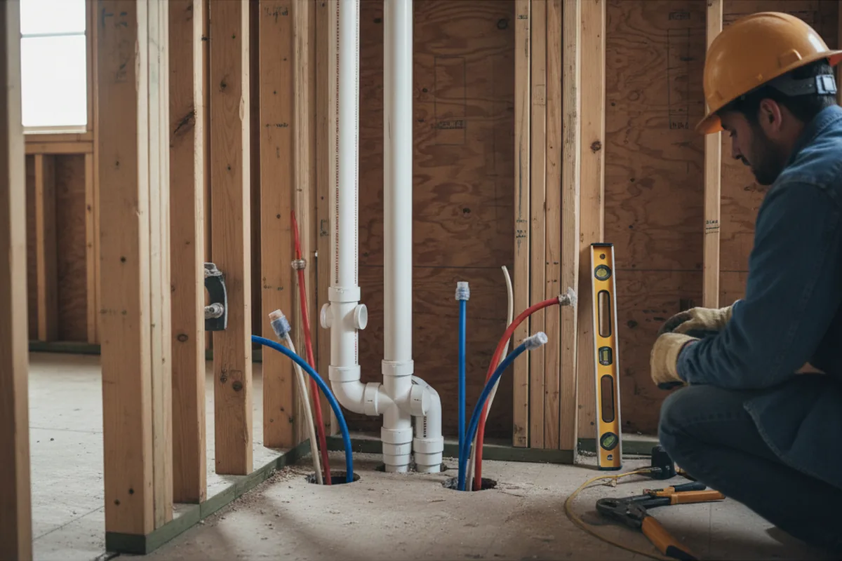 Drain and supply rough-in during Leak Detection in Ramseur